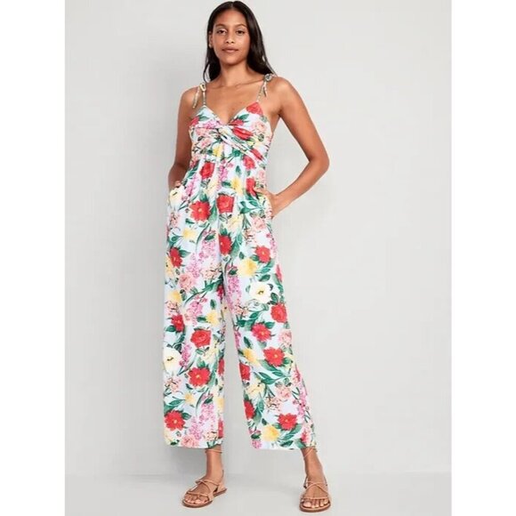 Old Navy Floral Linen Blend Jumpsuit M - Picture 2 of 7